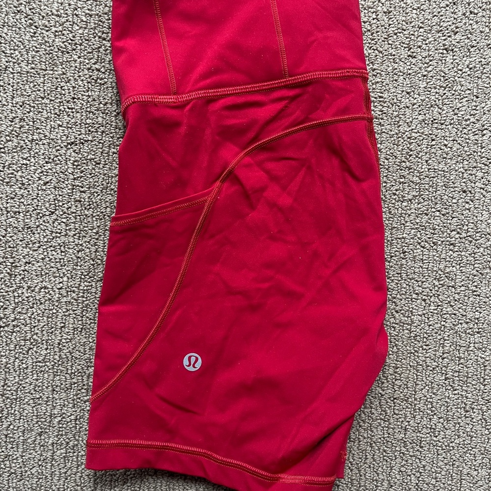 Lululemon Red Bike Shorts High Waist Moisture-Wicking - Picture 4 of 6